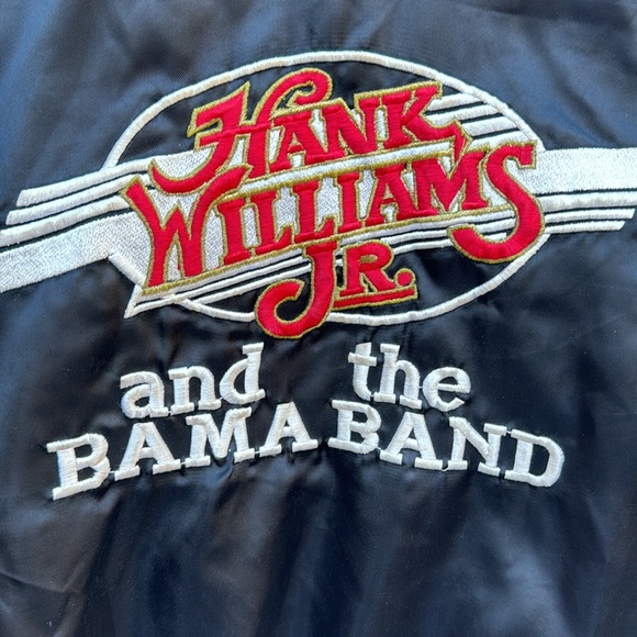 Vintage Satiny Nylon Hank Williams Jr Tour Country Music Bama Band Jacket USA